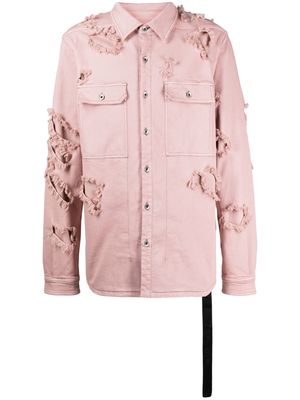 Rick Owens DRKSHDW distressed-effect denim jacket - Pink