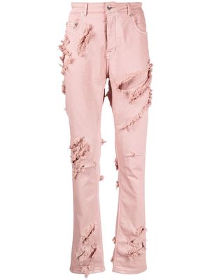 Rick Owens DRKSHDW distressed skinny-fit jeans - Pink