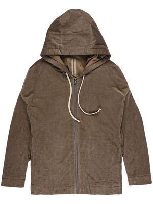 Rick Owens DRKSHDW drawstring corduroy zip-up hoodie - Brown