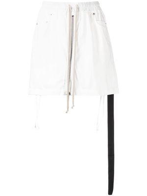 Rick Owens DRKSHDW drawstring denim mini skirt - White