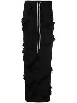 Rick Owens DRKSHDW drawstring frayed skirt - Black