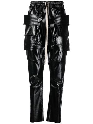 Rick Owens DRKSHDW drawstring-waist high-shine trousers - Black