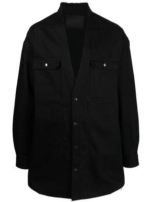 Rick Owens DRKSHDW frayed-edge long-sleeve overshirt - Black