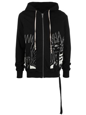 Rick Owens DRKSHDW graphic-print zip-up hoodie - Black
