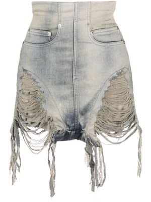 Rick Owens DRKSHDW high-waisted ripped denim shorts - Blue