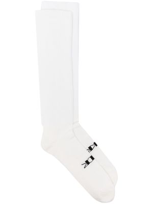 Rick Owens DRKSHDW intarsia-knit logo socks - White