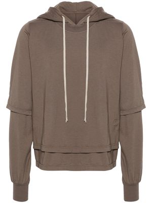 Rick Owens DRKSHDW layered cotton hoodie - Brown