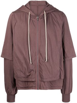 Rick Owens DRKSHDW layered cotton zip-up hoodie - Purple