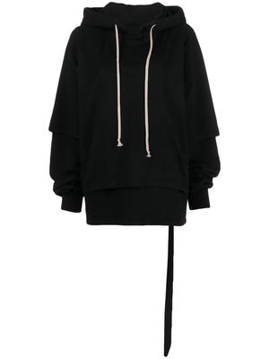 Rick Owens DRKSHDW layered-design cotton hoodie - Black