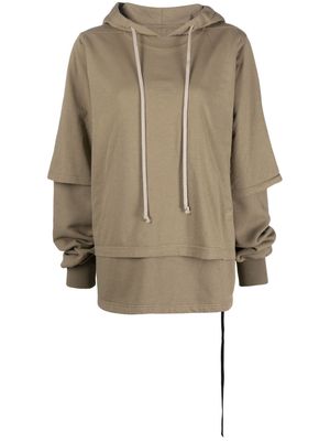 Rick Owens DRKSHDW layered-design cotton hoodie - Green