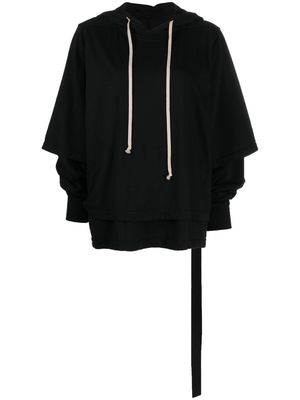 Rick Owens DRKSHDW layered organic cotton hoodie - Black