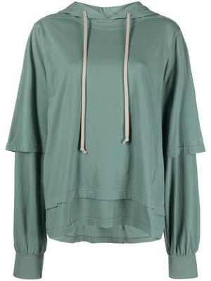Rick Owens DRKSHDW layered-sleeve cotton hoodie - Green
