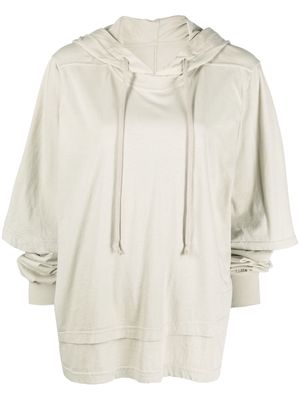 Rick Owens DRKSHDW layered-sleeve cotton hoodie - Neutrals