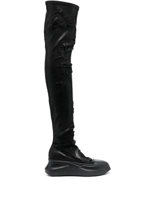 Rick Owens DRKSHDW leather thigh-length boots - Black