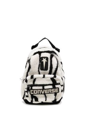 Rick Owens DRKSHDW logo-patch fleece-texture backpack - Black