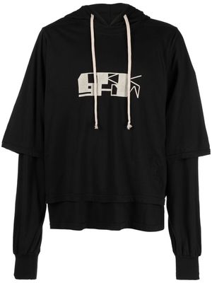 Rick Owens DRKSHDW logo-print layered hoodie - Black