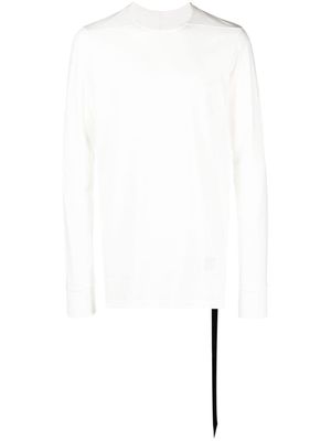 Rick Owens DRKSHDW long-sleeve drawstring-hem cotton T-shirt - White