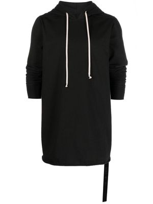 Rick Owens DRKSHDW longline organic drawstring hoodie - Black