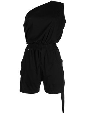 Rick Owens DRKSHDW one-shoulder cotton playsuit - Black