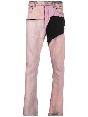 Rick Owens DRKSHDW patchwork mid-rise skinny jeans - Pink