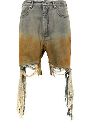 Rick Owens DRKSHDW ripped distressed denim shorts - Blue