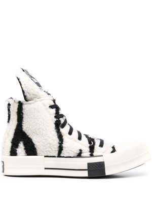 Rick Owens DRKSHDW square-toe shearling sneakers - White
