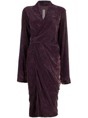 Rick Owens DRKSHDW wrap-design long-sleeved midi dress - Purple