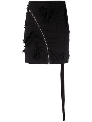 Rick Owens DRKSHDW zip-detail frayed skirt - Black
