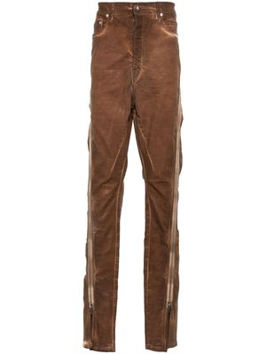 Rick Owens DRKSHDW zip-detailed tapered jeans - Brown