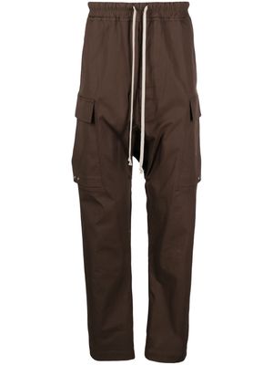 Rick Owens drop-crotch stretch-cotton cargo trousers - Brown