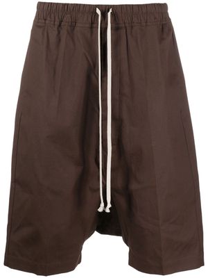 Rick Owens drop-crotch stretch-cotton shorts - Brown