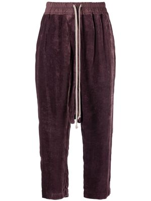 Rick Owens drop-crotch velour cropped trousers - Purple