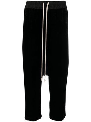 Rick Owens drop-crotch velvet cropped trousers - Black