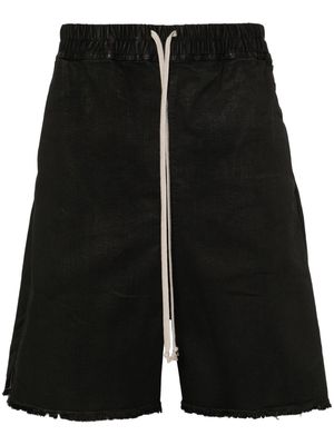 Rick Owens drop-crotch waxed-denim shorts - Black