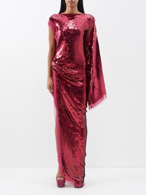 Rick Owens - Edfu Side-slit Sequinned Tulle Gown - Womens - Pink