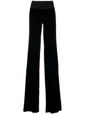Rick Owens extra-long velvet-effect trousers - Black