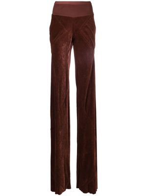 Rick Owens extra-long velvet-effect trousers - Brown