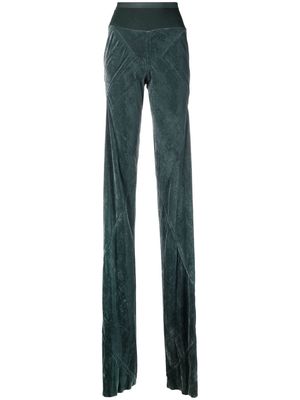 Rick Owens extra-long velvet-effect trousers - Green