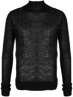 Rick Owens fine-knit panelled wool jumper - Black