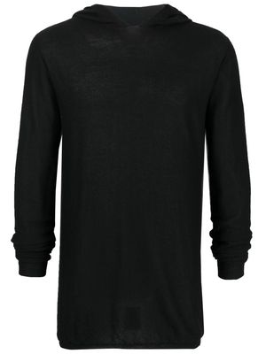 Rick Owens fine-knit ribbed-detail hoodie - Black
