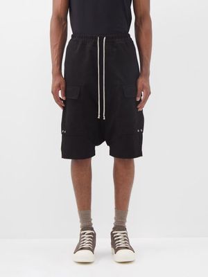 Rick Owens - Flannel Cotton-jersey Cargo Shorts - Mens - Black