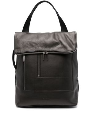 Rick Owens flap-detail leather cargo backpack - Black