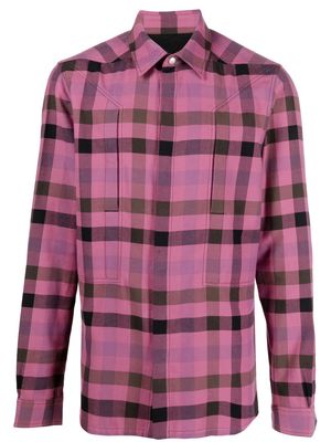 Rick Owens Fog-pocket plaid over-shirt - Pink