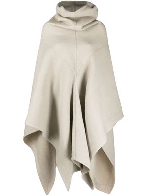 Rick Owens funnel-neck mid-length cape - Neutrals