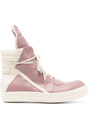 Rick Owens Geobasket high-top leather sneakers - Pink