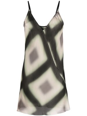Rick Owens geometric print V-neck minidress - Black