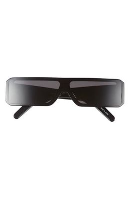 Rick Owens Gethshades Rectangular Shield Sunglasses in Black Temple/black Lens