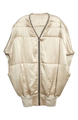 Rick Owens Girdered Bubble Short Sleeve Silk & Wool Jacket in Pearl