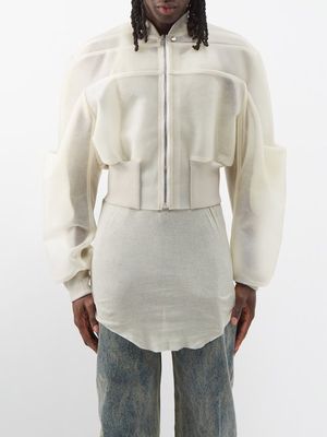 Rick Owens - Girdered Cropped Leather Bomber Jacket - Mens - Natural