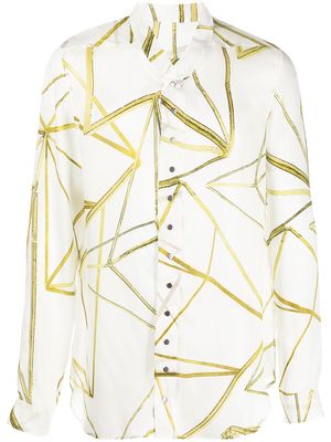 Rick Owens Golf abstract-pattern longsleeved shirt - Neutrals